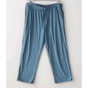 George Mens Pajama Lounge Pants 2XL 44-46 Dual Blue Stripes Drawstring Pockets